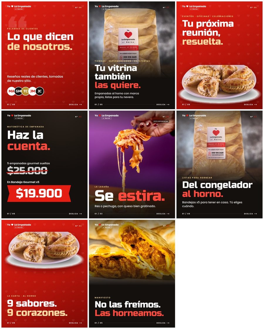 Cuadrícula del perfil con las 8 portadas
